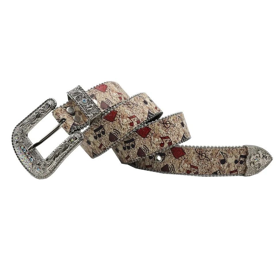 Vintage Note Graffiti surround elegant embellished Punk Bling Belt Size ONE SIZE - 5 Thumbnail