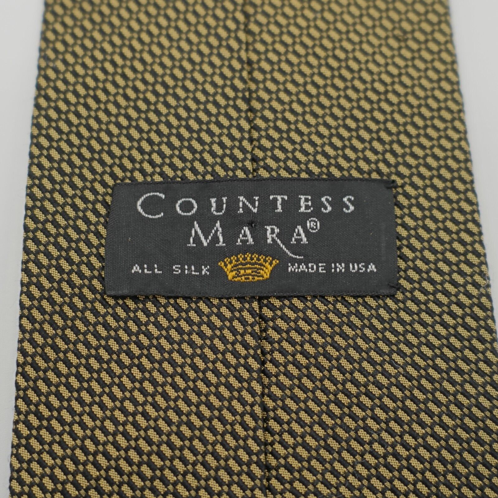 Countess Mara Countess Mara Gold Black Geometric Woven Wide Silk Tie Size ONE SIZE - 4 Thumbnail