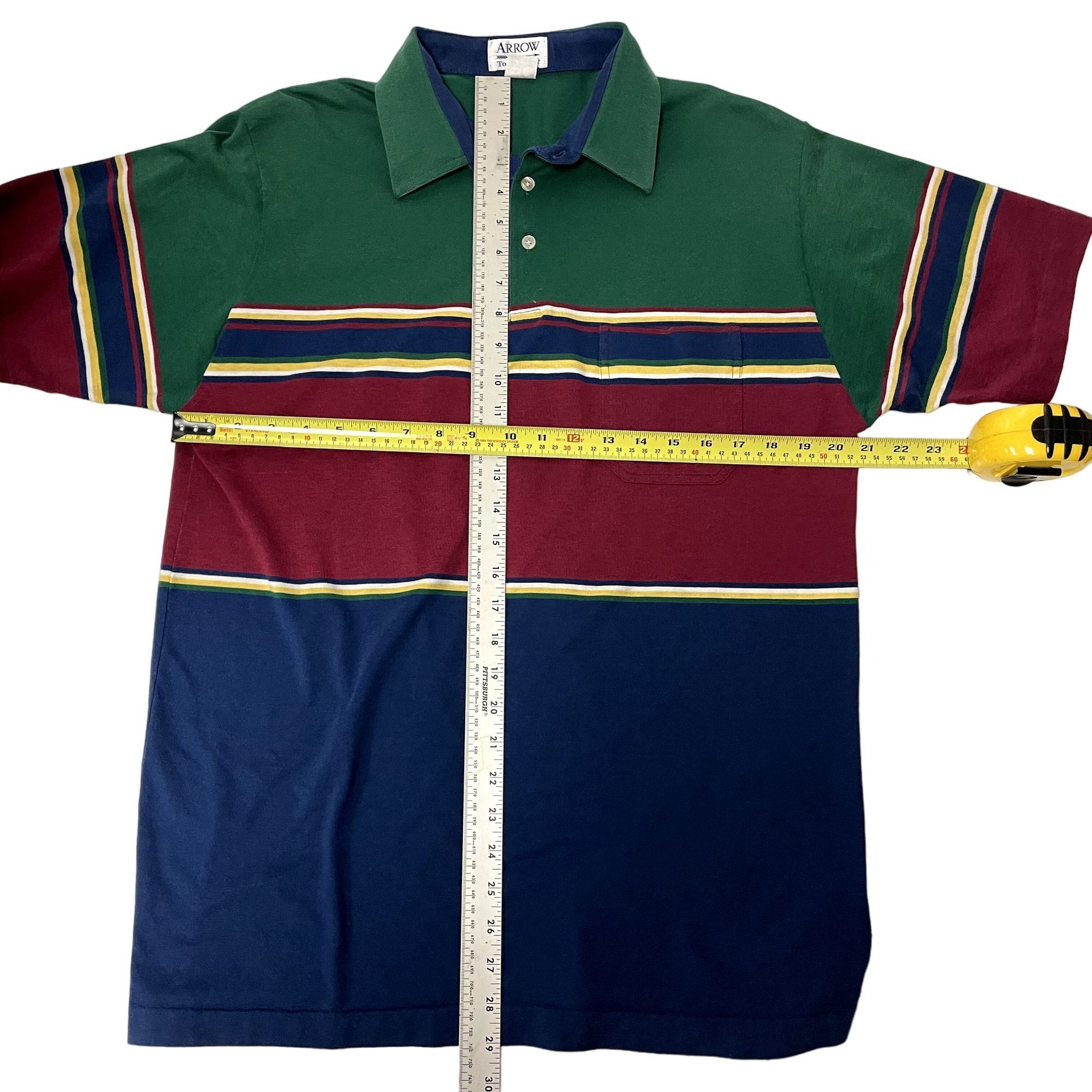80's Arrow Tournament Green Maroon Color Block Surfer Polo