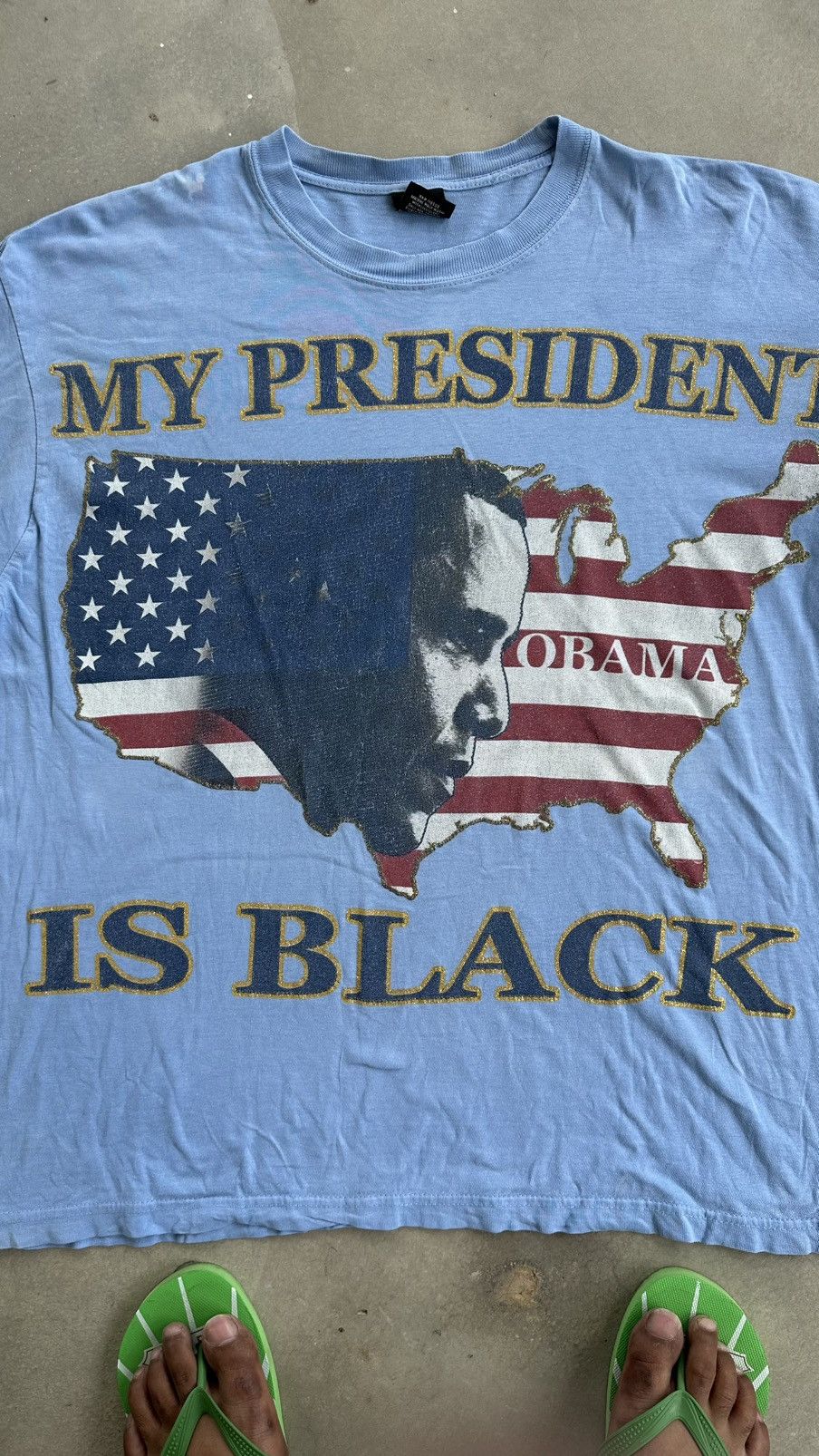 Vintage BARACK OBAMA OVERPRINT MY PRESIDENT IS BLACK TEE Size US XXL / EU 58 / 5 - 2 Thumbnail