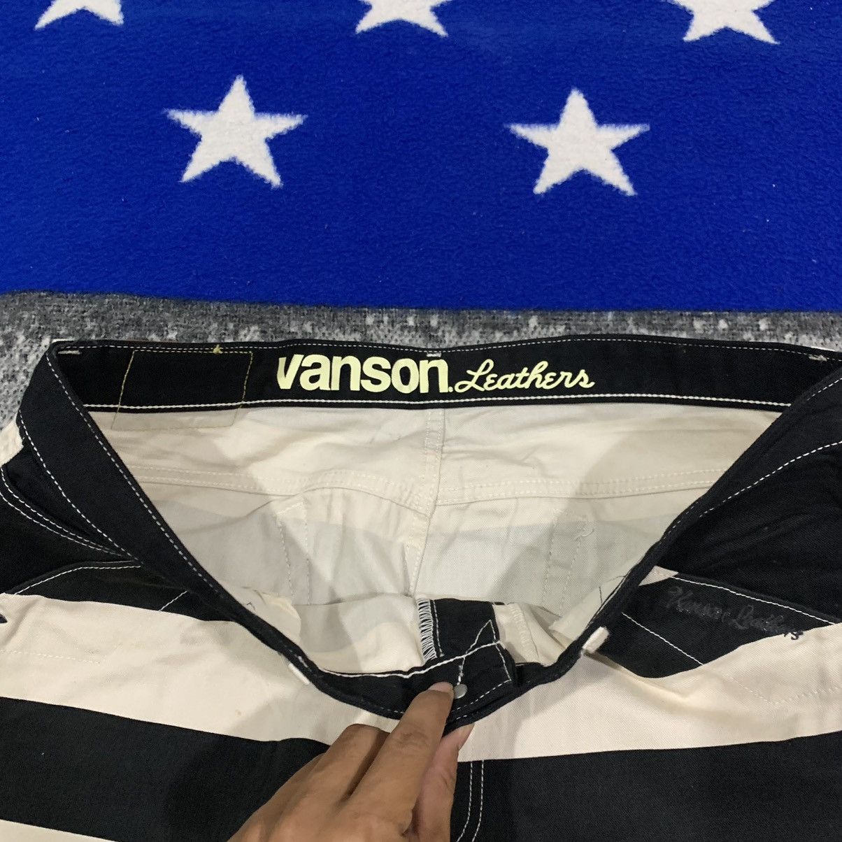 Vanson Leathers × Vintage Rare Vanson Prisoner Border Pattern Bikers Pants Size US 38 / EU 54 - 4 Thumbnail