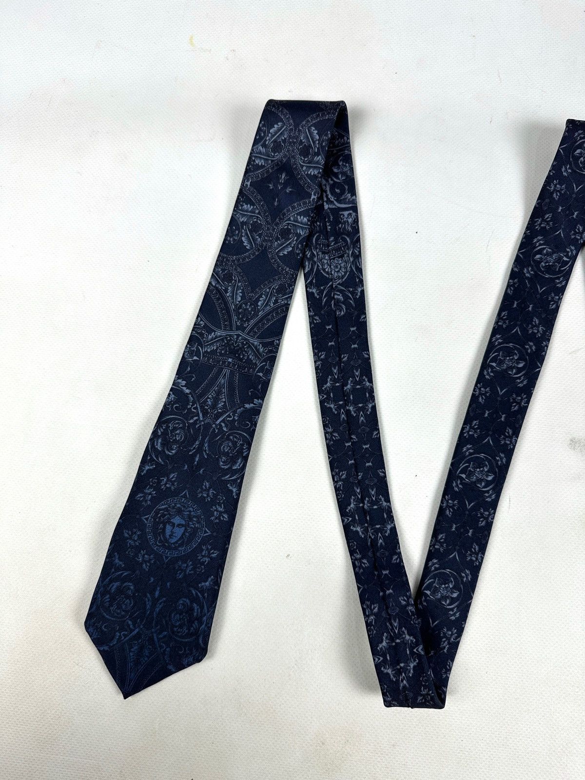 Versace Medusa Head Silk Navy Blue Tie