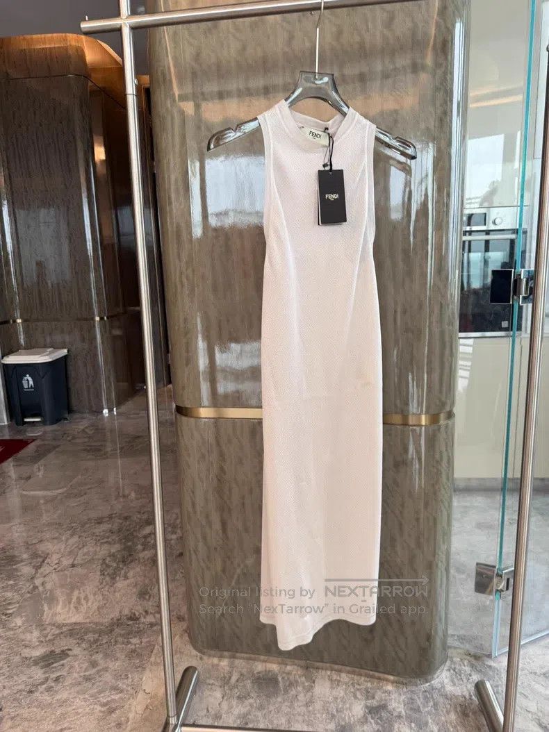 Fendi Fendi Beige Net Sleeveless Dress and Vest Set with Back Ti Size XXS / US 00 / IT 34 - 4 Thumbnail