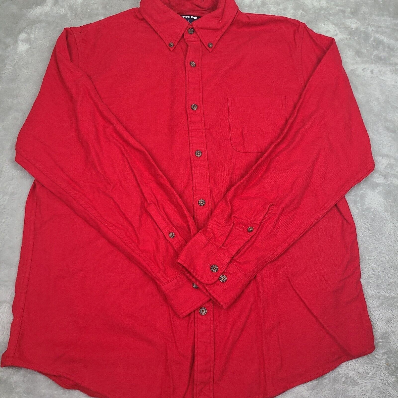 Lands' End Lands End Long Sleeve Red Men's Traditional Fit Flagship Fla Size US L / EU 52-54 / 3 - 1 Thumbnail