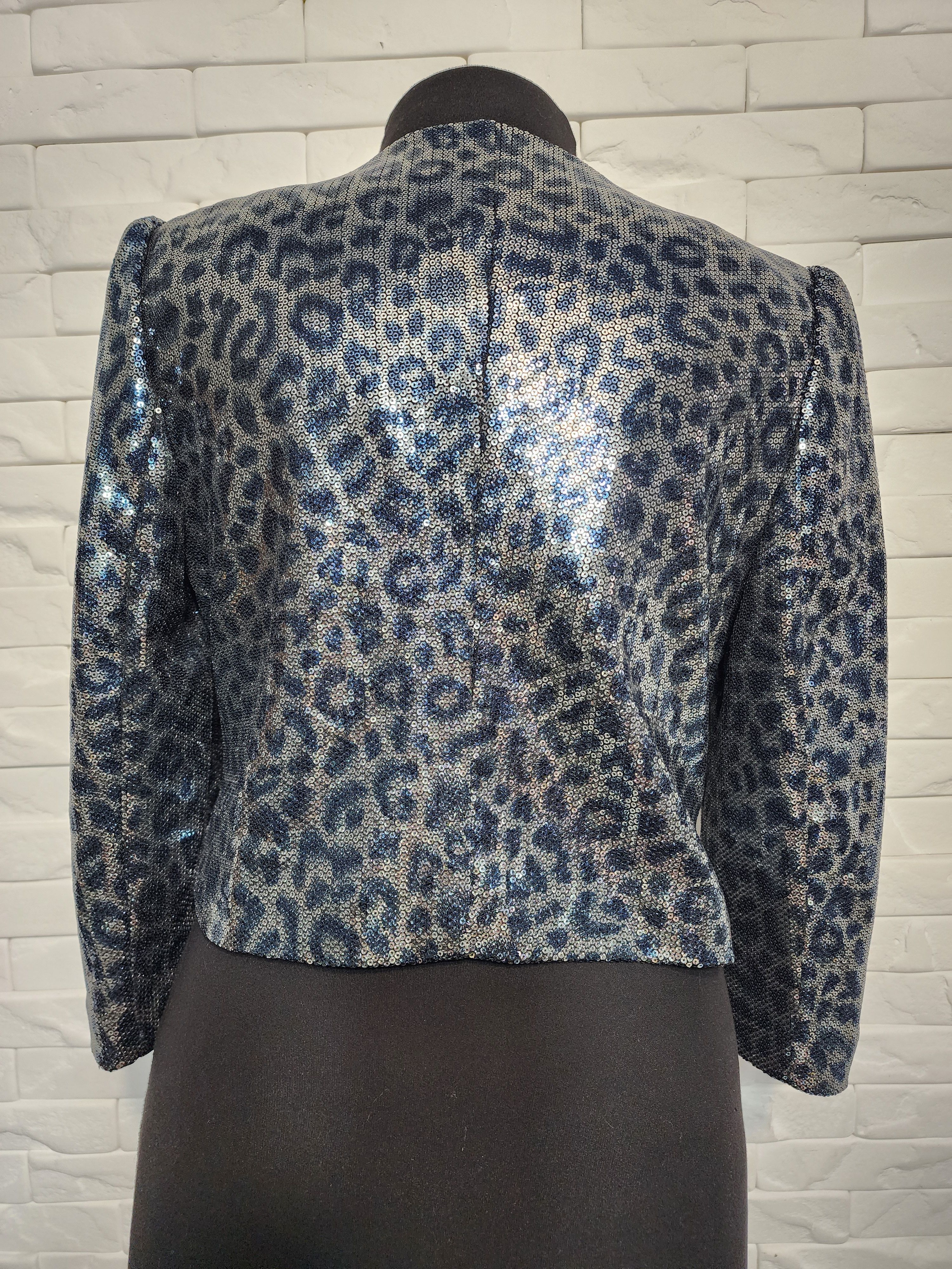 NEXT Silver-Blue Jacket With Sequins: Women's Blue Blazer Size M / US 6-8 / IT 42-44 - 4 Thumbnail