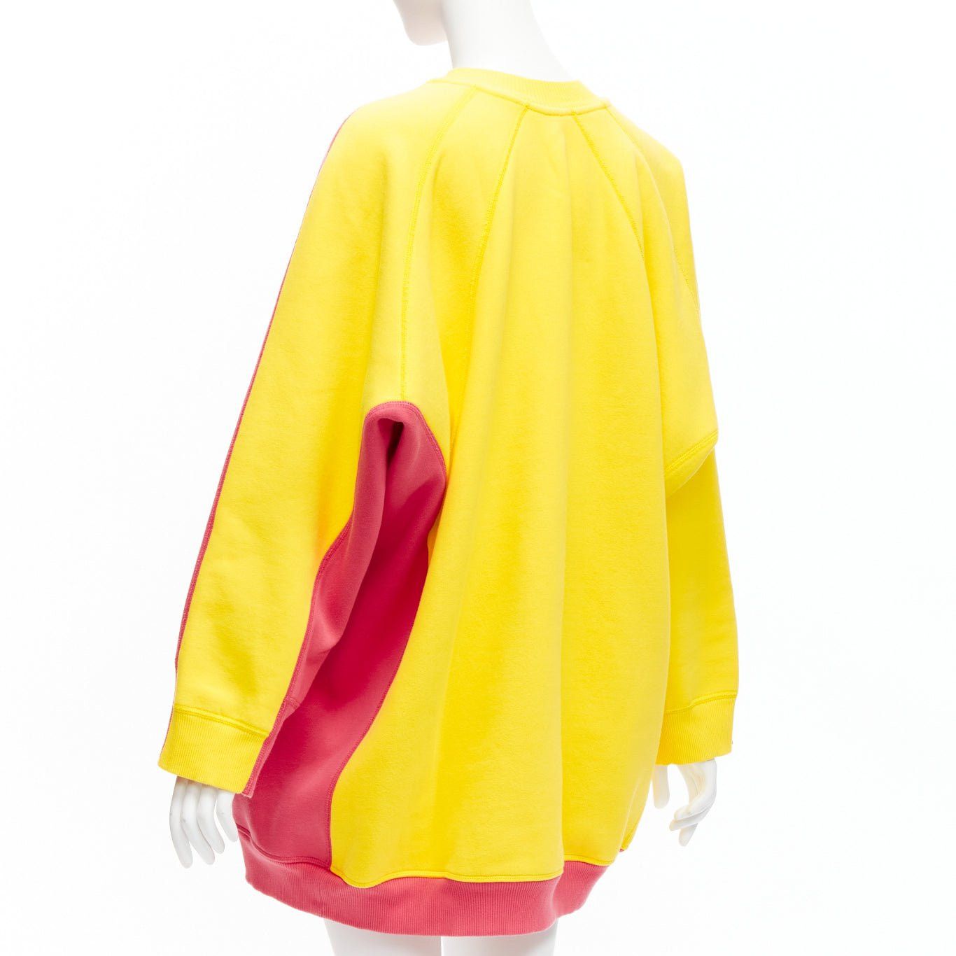 Celine OLD CELINE Phoebe Philo 2018 pink yellow contrast back raglan oversized sweatshirt XS Size S / US 4 / IT 40 - 1 Thumbnail