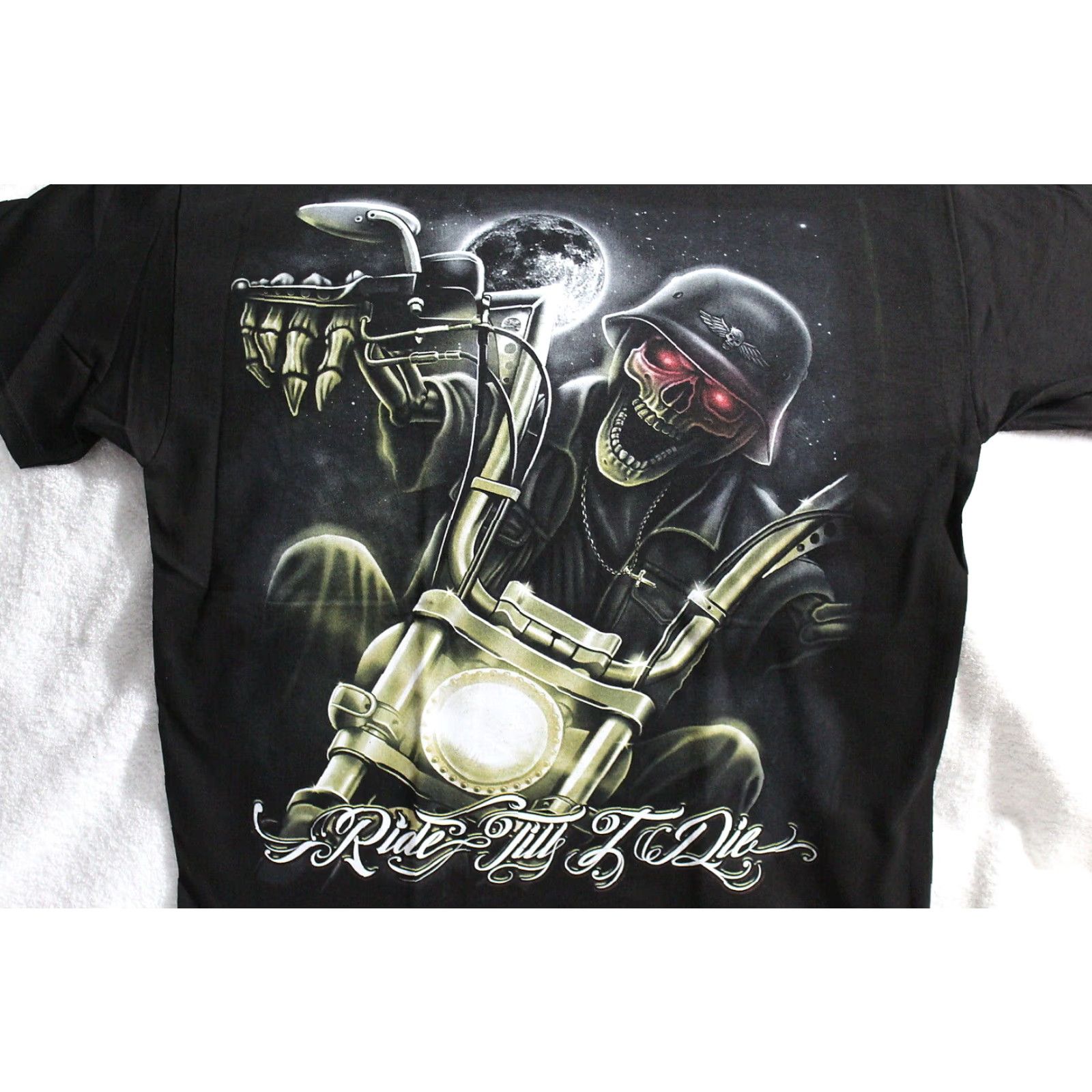 Vintage VINTAGE ALSTYLE Motorcycle T-Shirt Men Medium Black Skeleton Skull Biker Ride Till I Die Graphic Tee Size US M / EU 48-50 / 2 - 2 Thumbnail