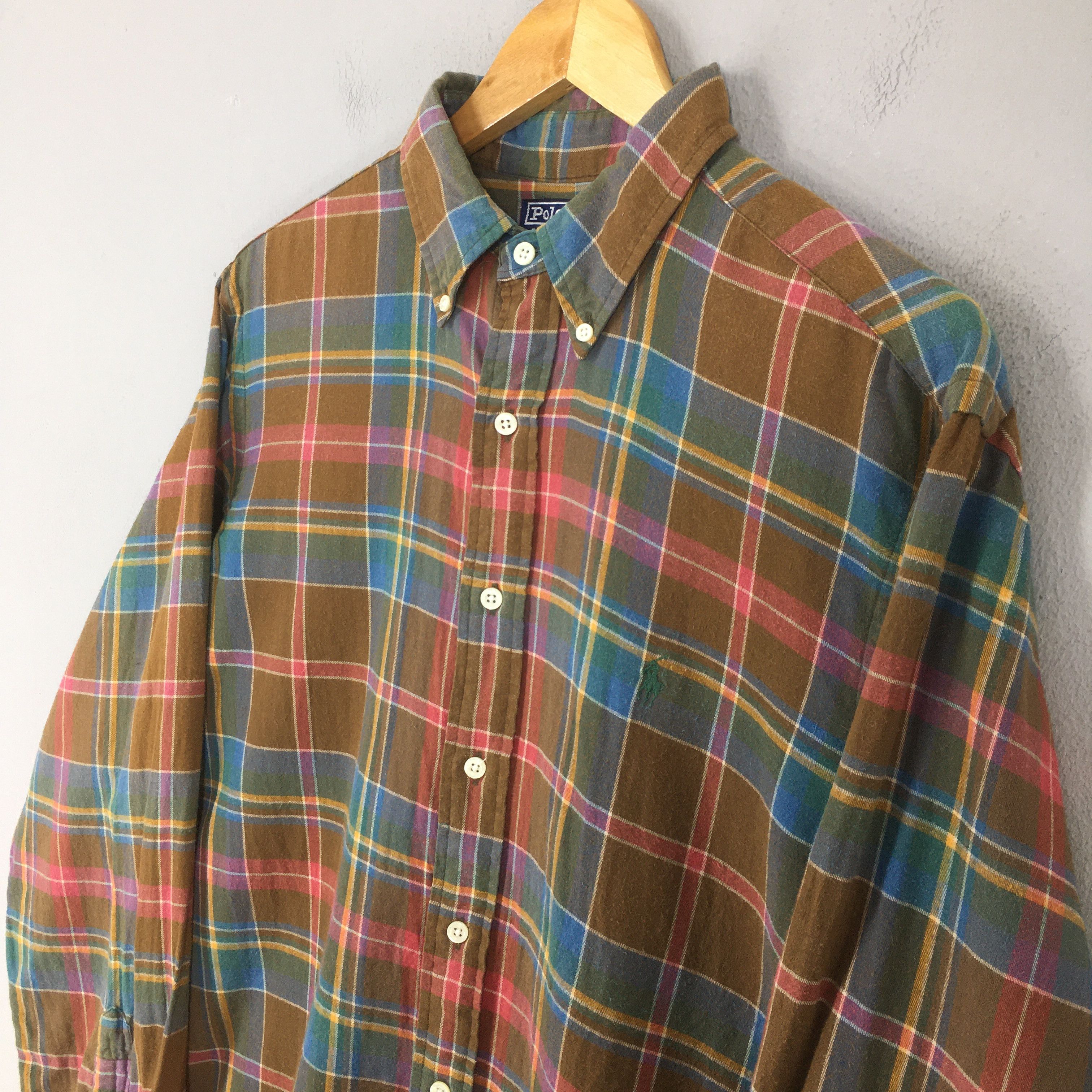 Polo Ralph Lauren Vintage Polo Ralph Lauren Checkered Flannel Shirt Large Size US L / EU 52-54 / 3 - 3 Thumbnail
