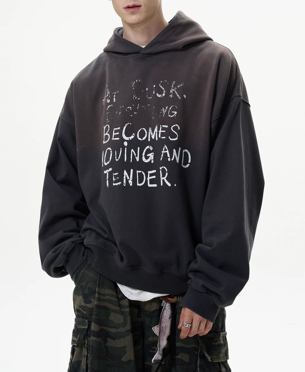 Japanese Brand × Vintage Retro punk washed faded letters hoodie Size US M / EU 48-50 / 2 - 3 Thumbnail