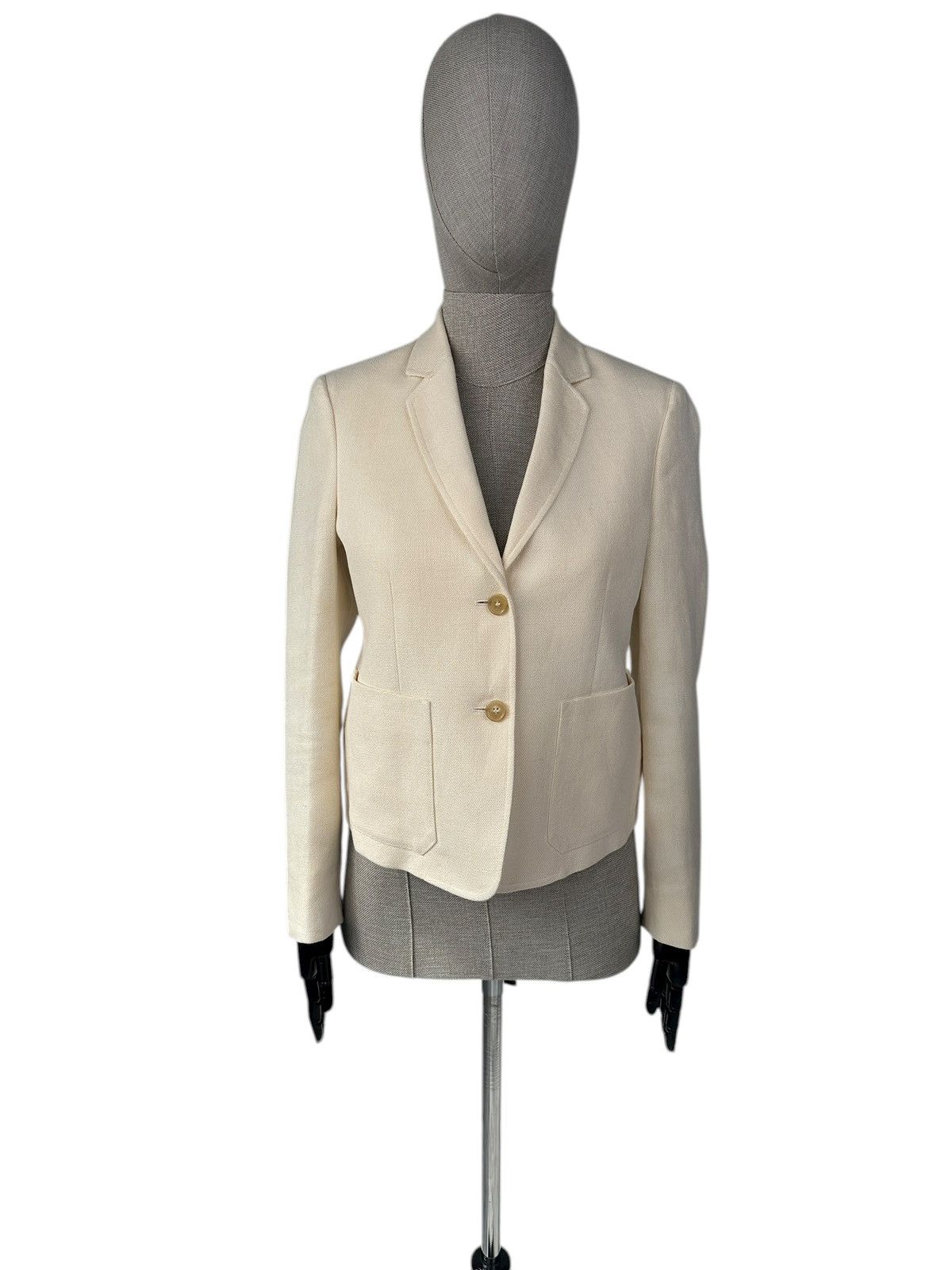Burberry Prorsum BURBERRY PRORSUM Runway 100% Linen Blazer Jacket Ecru Size XS / US 0-2 / IT 36-38 - 1 Thumbnail
