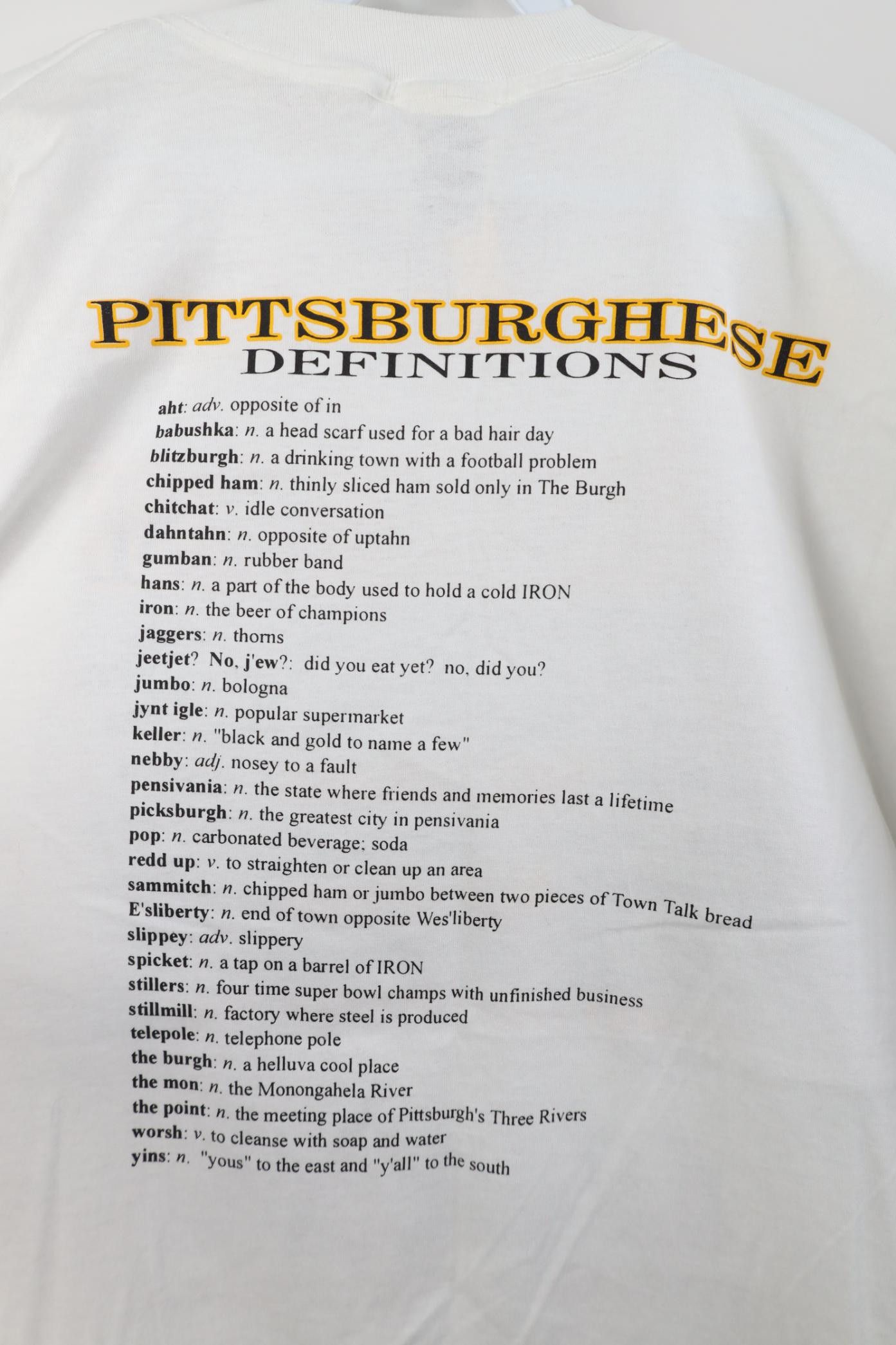 Vintage Deadstock Vintage 90s Pittsburghese Pittsburgh T-Shirt Size US XXL / EU 58 / 5 - 13 Thumbnail