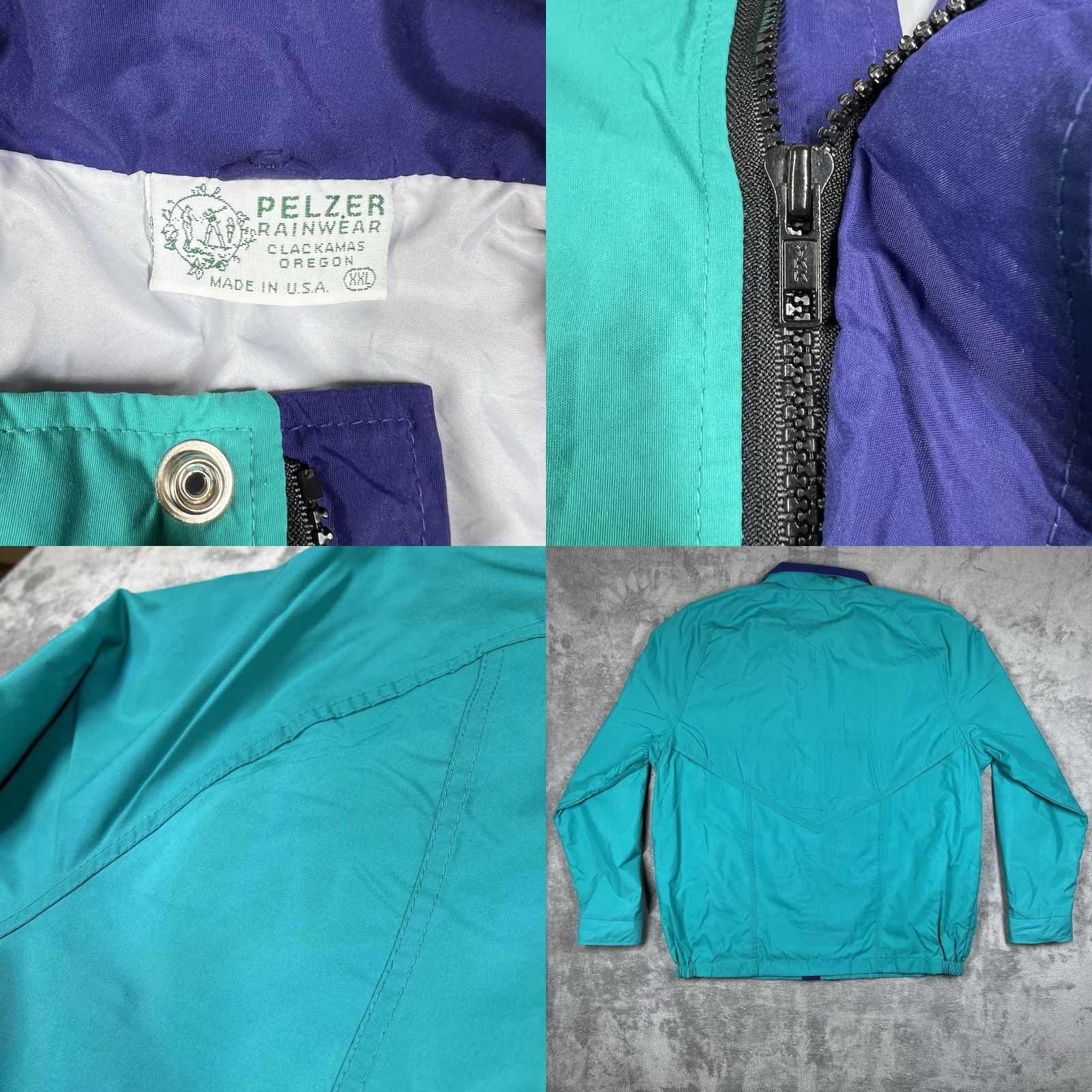 Vintage VINTAGE Pelzer Rainwear Jacket Nylon Water Resistant Turquoise Blue 2XL Men Zip. Size US XXL / EU 58 / 5 - 8 Thumbnail