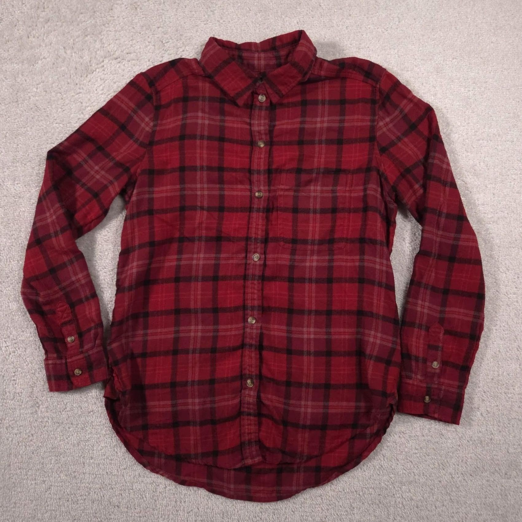 American Eagle Outfitters VINTAGE American Eagle Outfitters Shirt Womens Small Red Plaid Button Front Flannel Top Size S / US 4 / IT 40 - 2 Thumbnail
