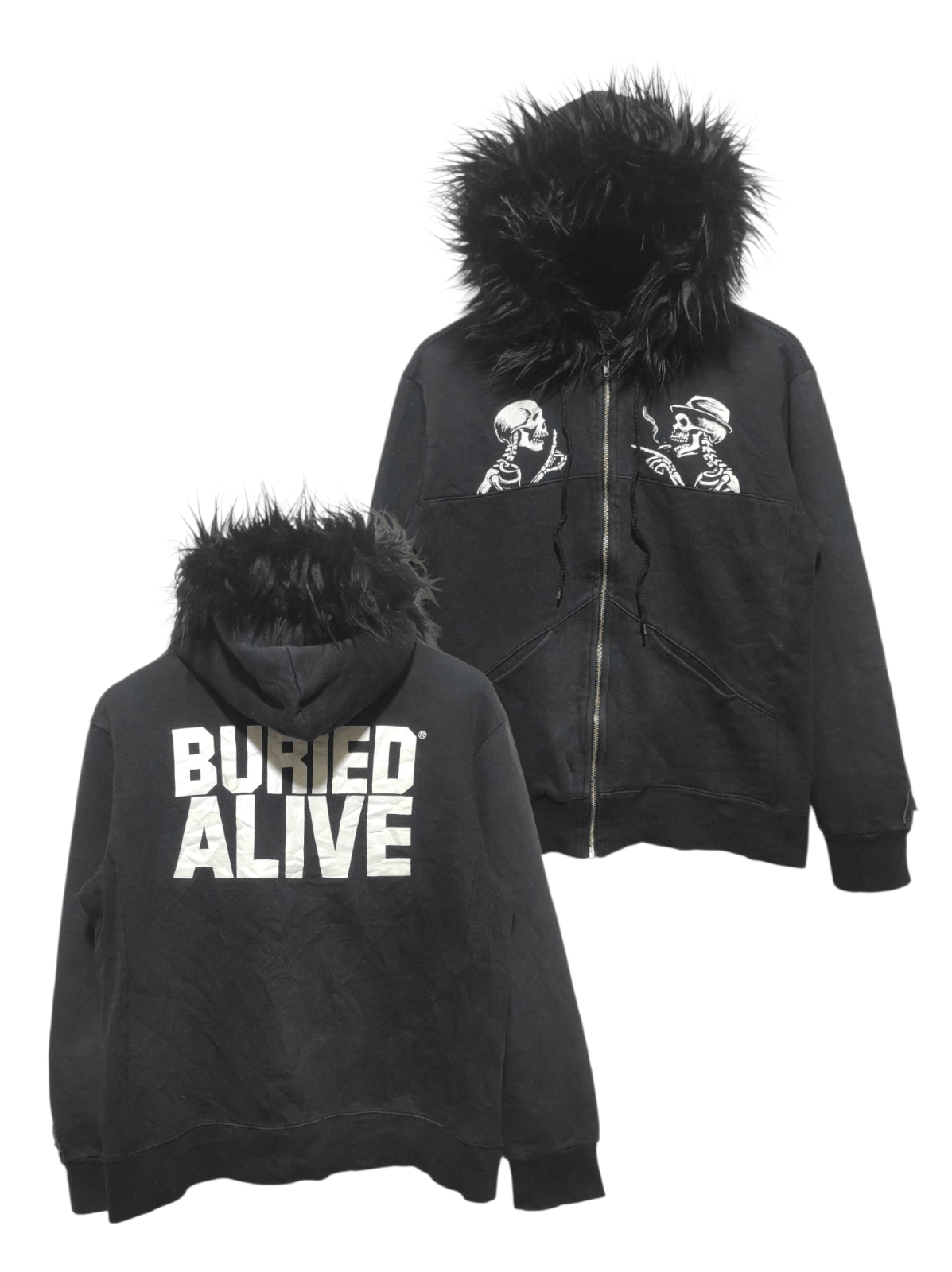 Japanese Brand Buried Live Skull zip fur hoodie ifsix LGB style Size US M / EU 48-50 / 2 - 2 Thumbnail