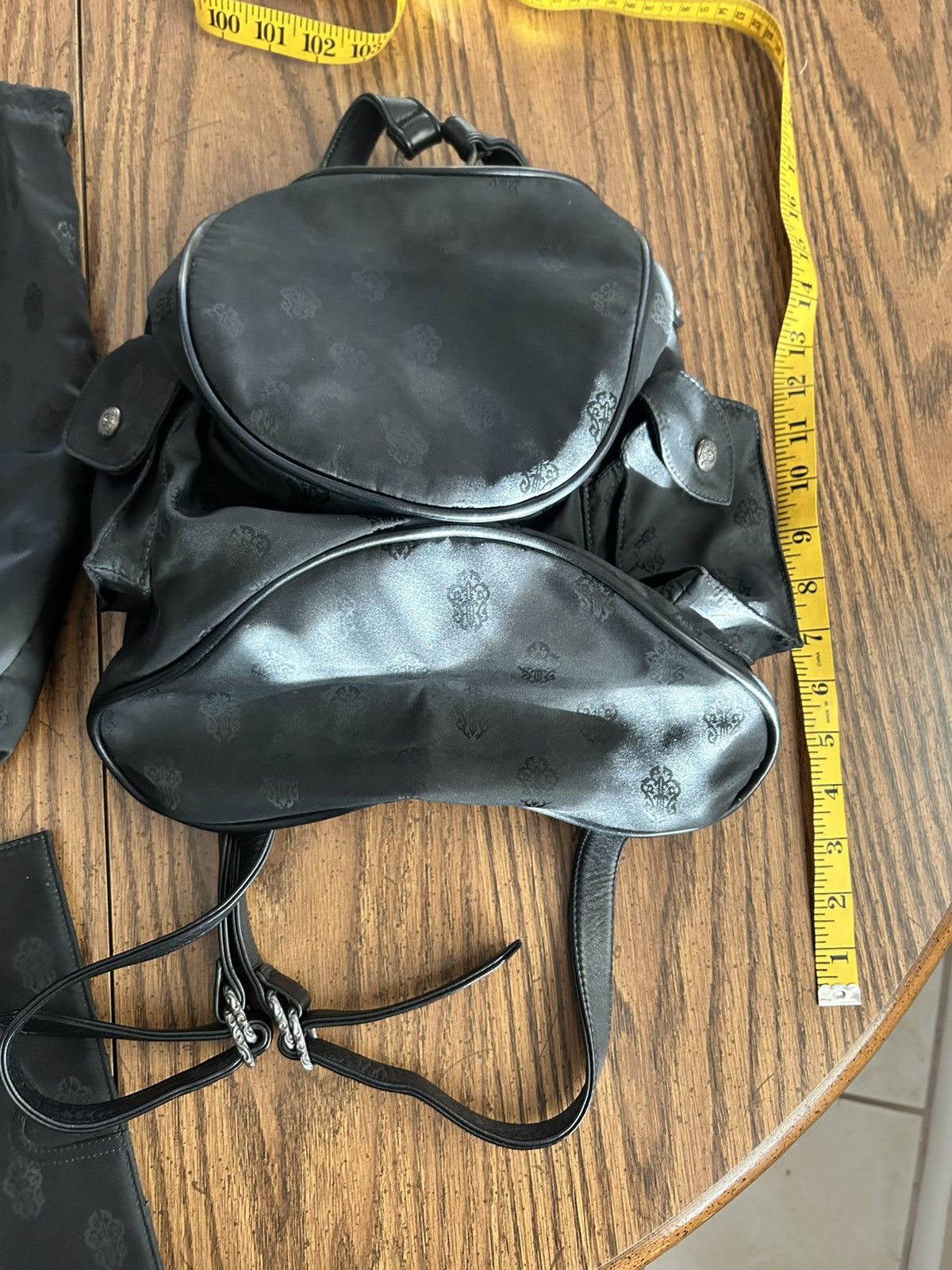 Chrome Hearts Black Leather & Suede Mini Backpack with Silver Sword Emblem New Chrome Hearts Backpack Available In Store & Online  main image 3