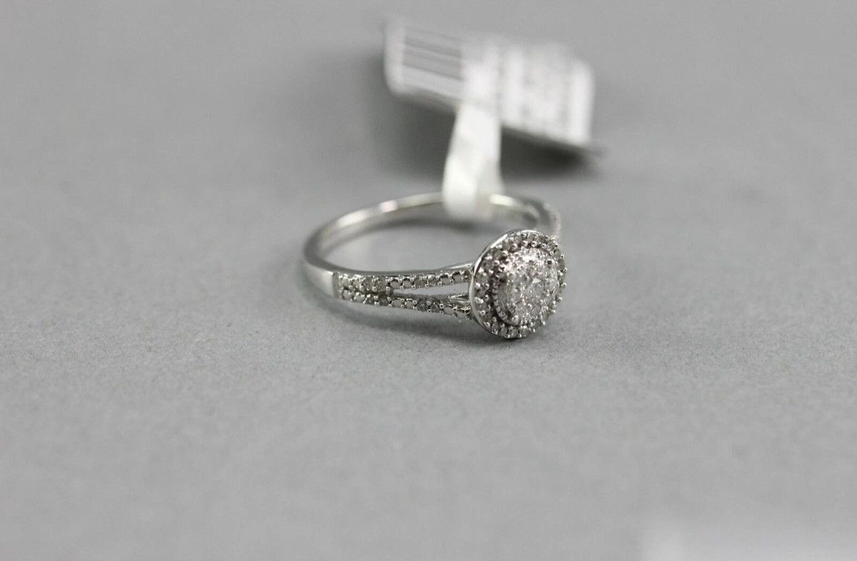 Other NWT $800 10K White Gold 1/4 Ct Diamond Bridge Promise Ring Size ONE SIZE - 2 Thumbnail