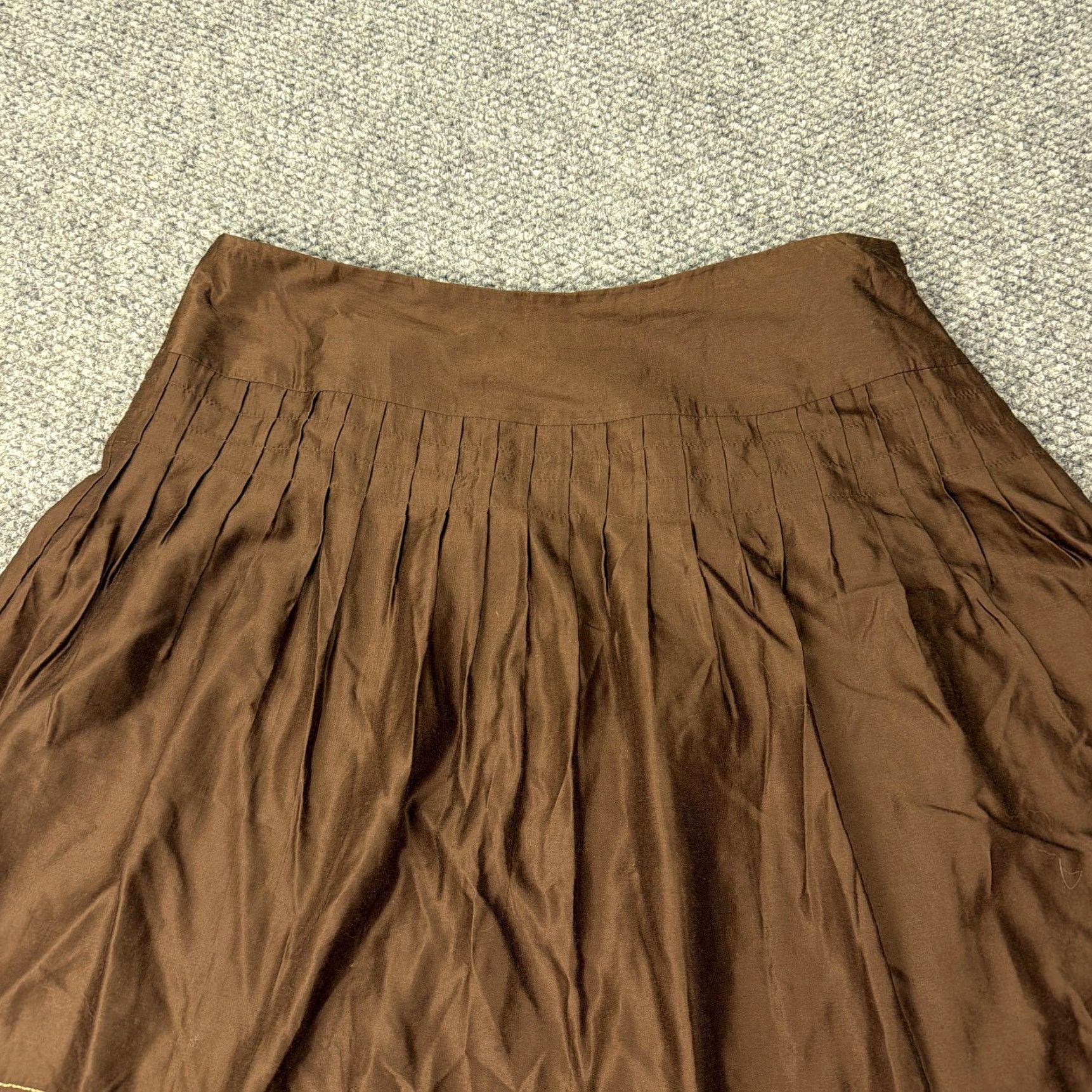 Alfani Alfani Skirt Womens 14P Brown Cotton Silk Sequin Embroidered A Line Petite Geometric Knee Length Vintage: No (Wait) Size 36" / US 14 / IT 50 - 2 Thumbnail