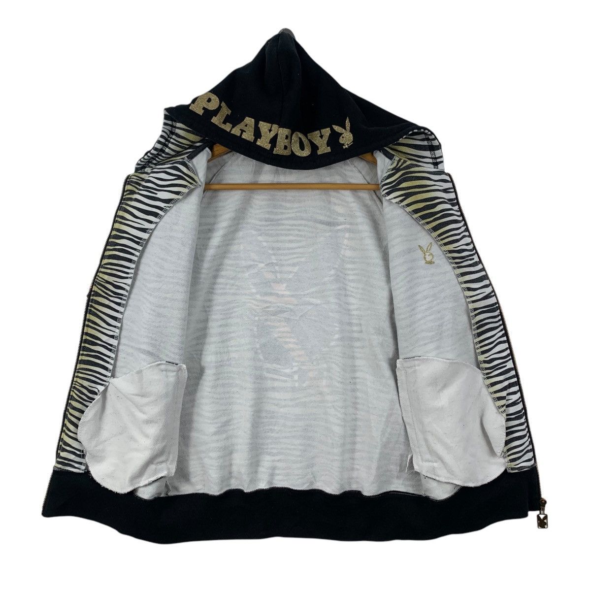 Playboy Vintage PLAYBOY Tiger Stripes Overprint Short Sleeve Hoodie Size US M / EU 48-50 / 2 - 3 Thumbnail