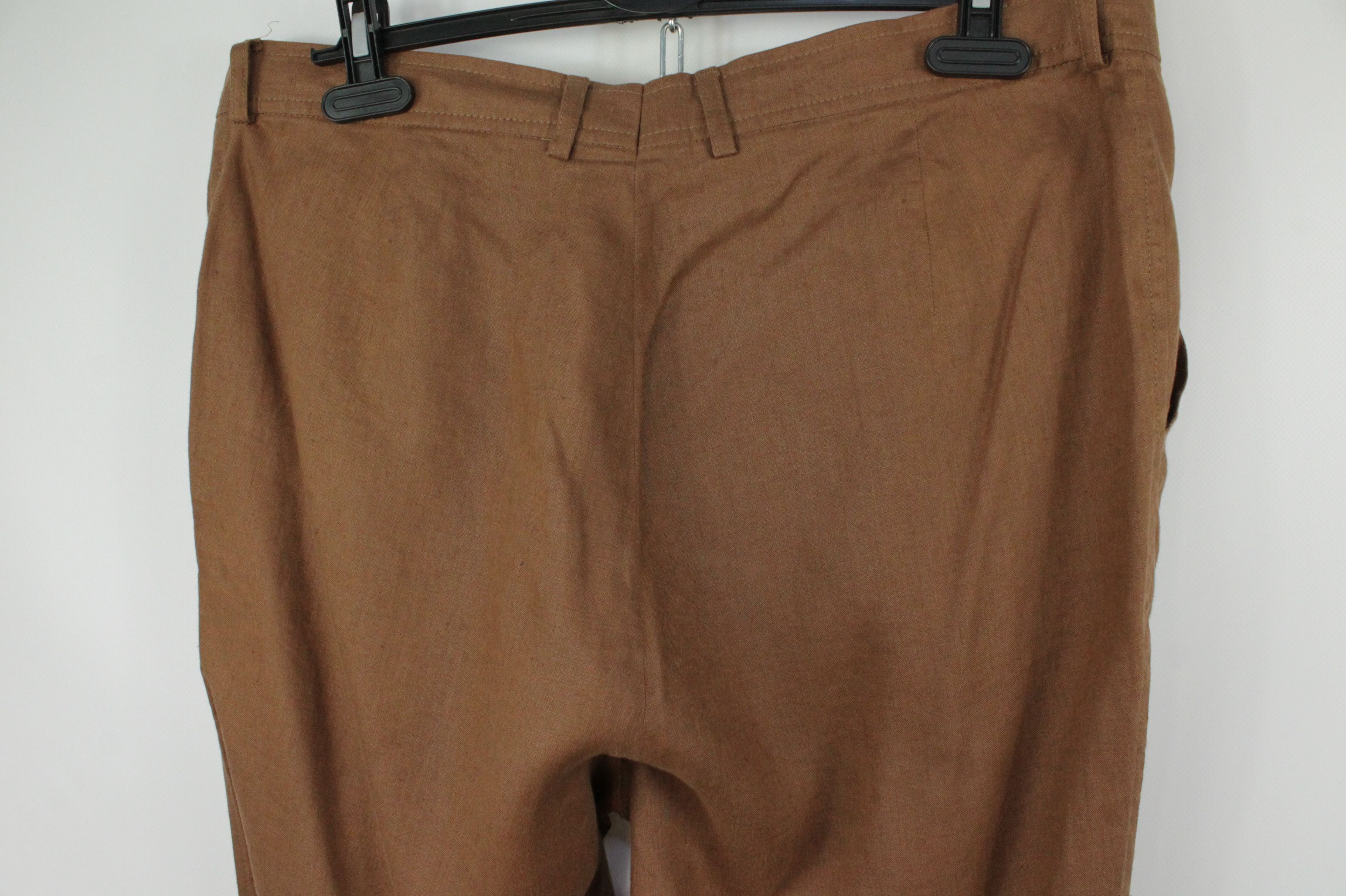 Bogner × Designer Bogner Brown Linen Wide Leg Casual Women's Pants Size 38" / US 16 / IT 52 - 6 Thumbnail