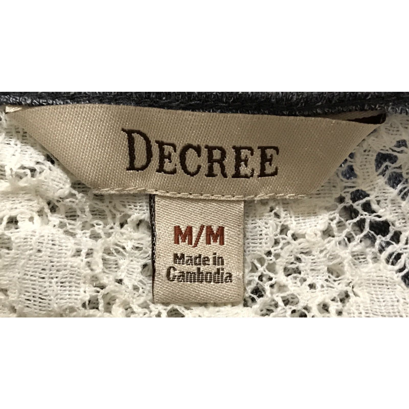 Decree Decree Dark Gray Top Shirt B763 Lace Shoulders Back 3/4 Sleeve Round Neck M Women Regular Knit Stretch Heathered Gray-Blue-Gray Size M / US 6-8 / IT 42-44 - 3 Thumbnail
