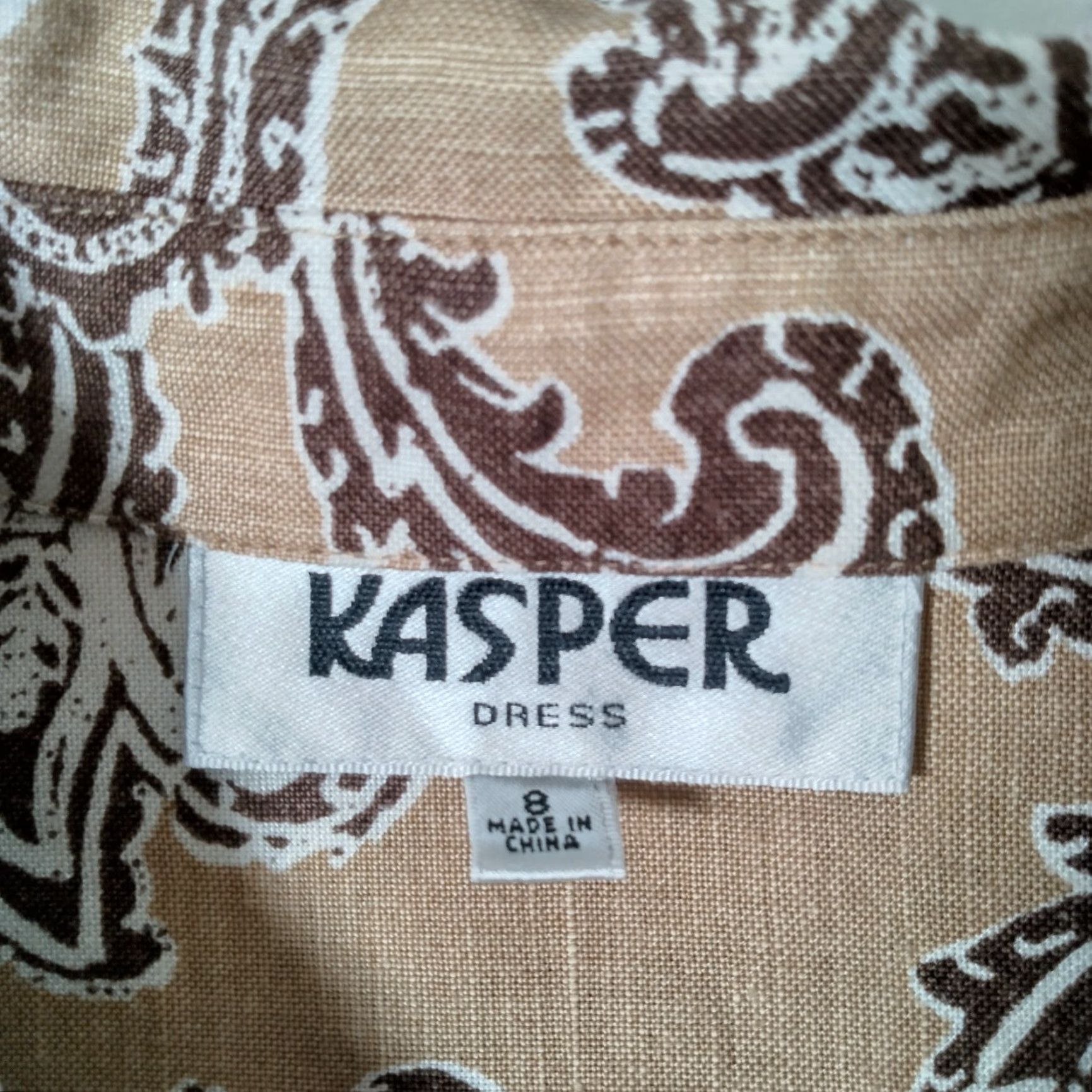 Kasper VINTAGE Kasper Shirt Dress Women 8 Knee Length Brown Floral Paisley 3/4 Sleeve Collared Button Front Size M / US 6-8 / IT 42-44 - 5 Thumbnail
