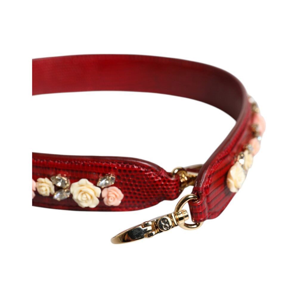 Dolce & Gabbana Dolce & Gabbana Red Leather Floral Embellish Bag Shoulder St Size ONE SIZE - 5 Thumbnail