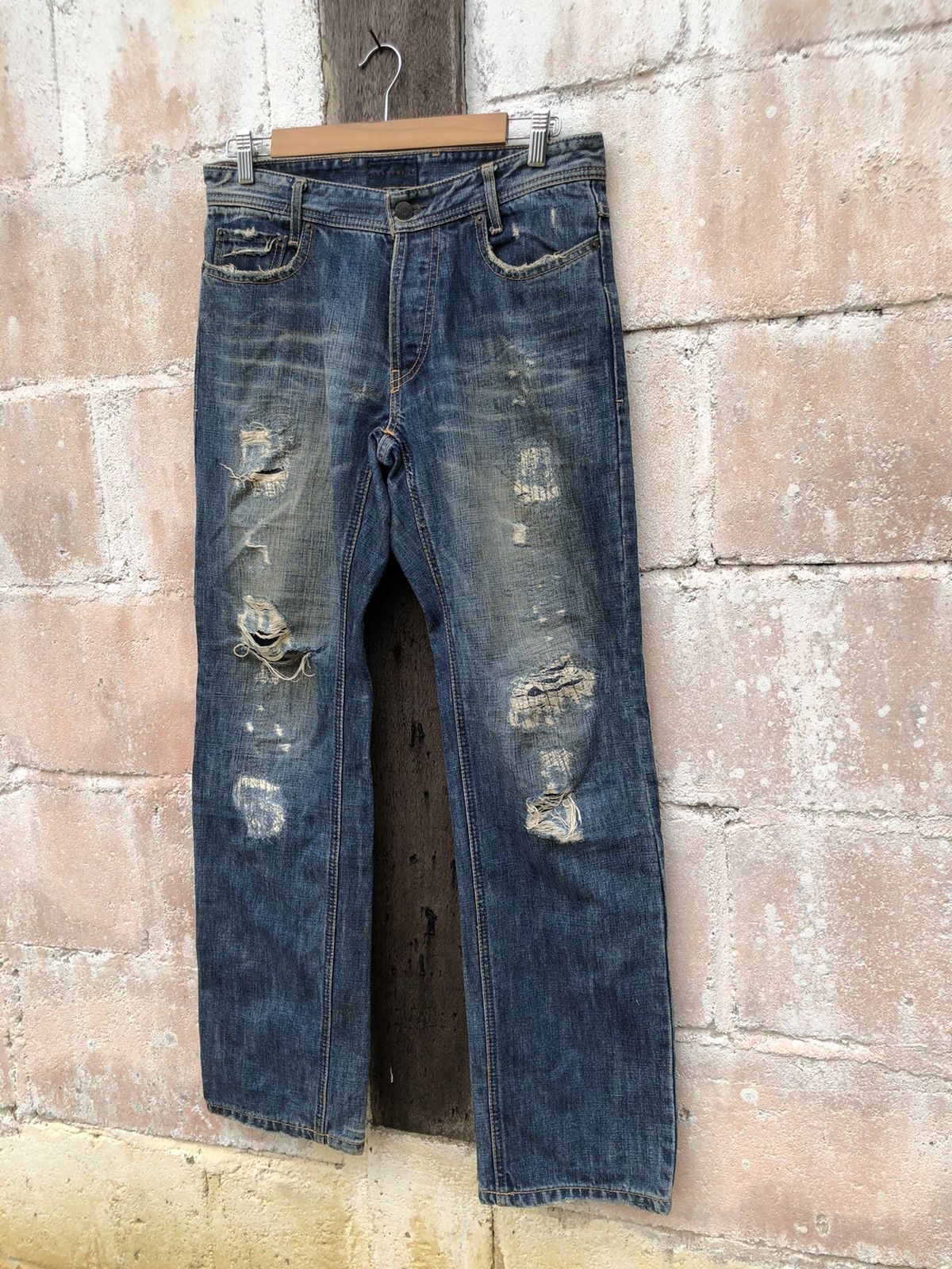 Japanese Brand Rage Blue Jeans Destress Denim Size US 31 - 3 Thumbnail