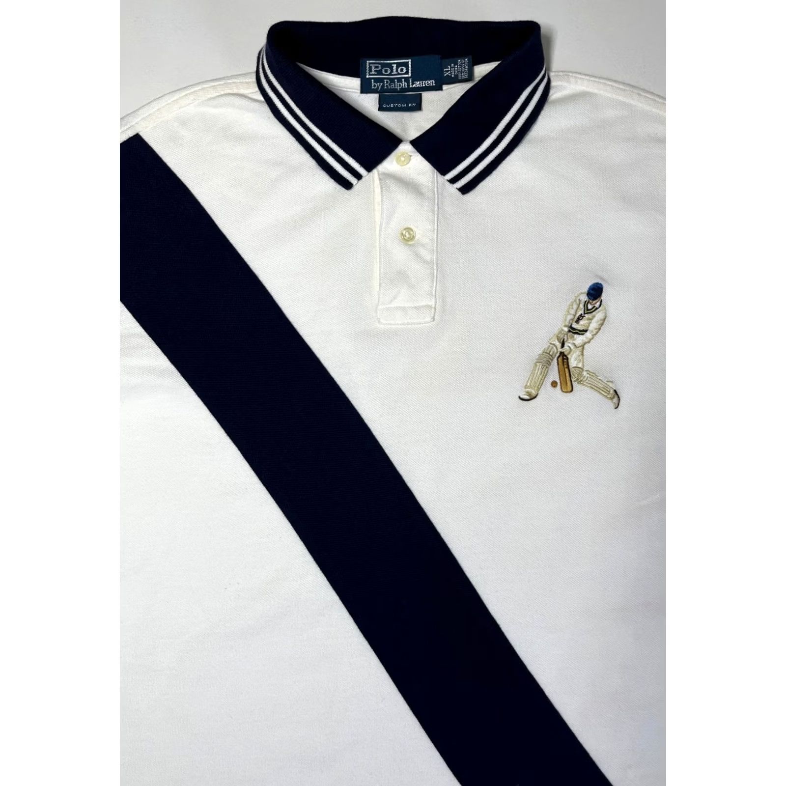 Polo Ralph Lauren Polo Ralph Lauren Men's Cricket Polo Shirt Embroidered Stripe Sz XL Vintage White Polo Shirt Size US XL / EU 56 / 4 - 5 Thumbnail