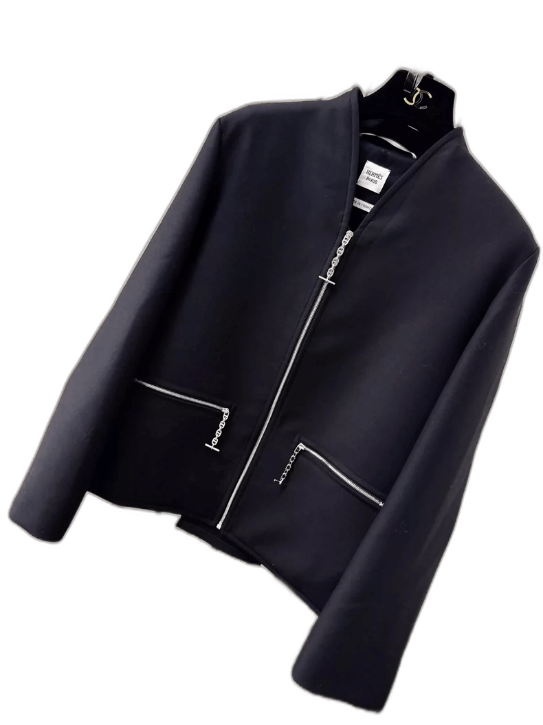 Hermes Hermes Black Cashmere V-Neck Jacket Size S / US 4 / IT 40 - 1 Thumbnail