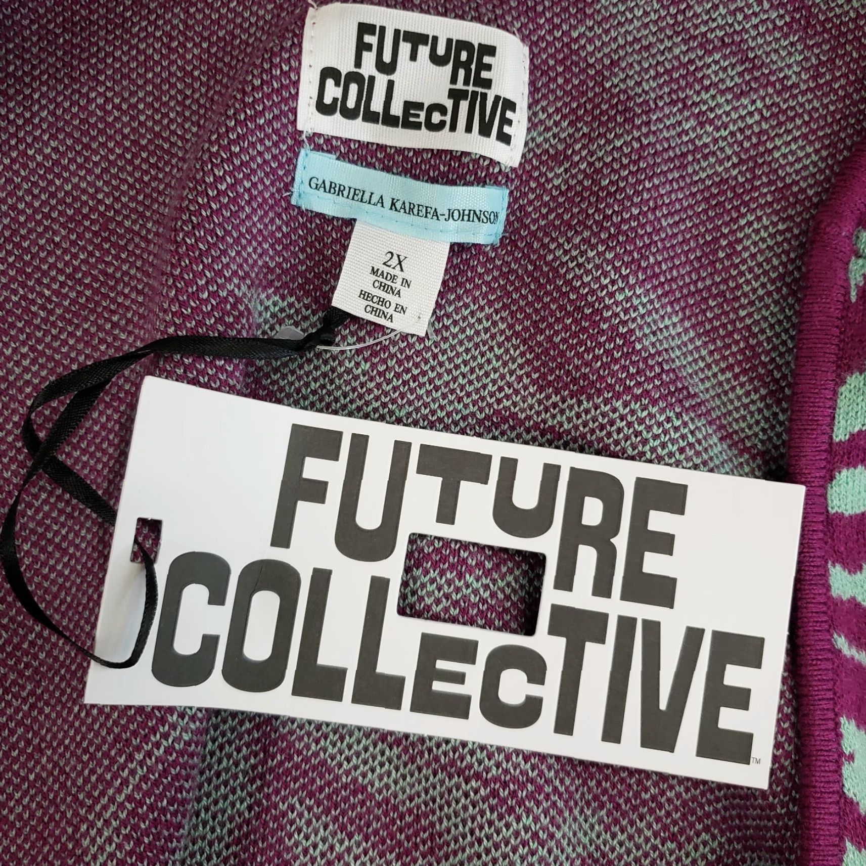 Vintage Future Collective Womens Crop Tank Top Sz 2X Purple Blue Palm Print Scoop Neck Tank Sleeveless Shirt Womens Size XXL / US 16-18 / IT 52-54 - 4 Thumbnail