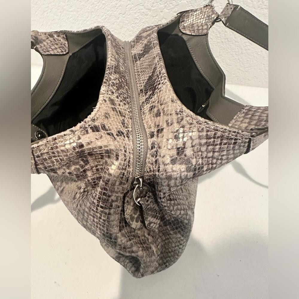 Coach Coach Maggie Python Print Leather Madison Hobo Bag Gray Tan Size ONE SIZE - 12 Thumbnail