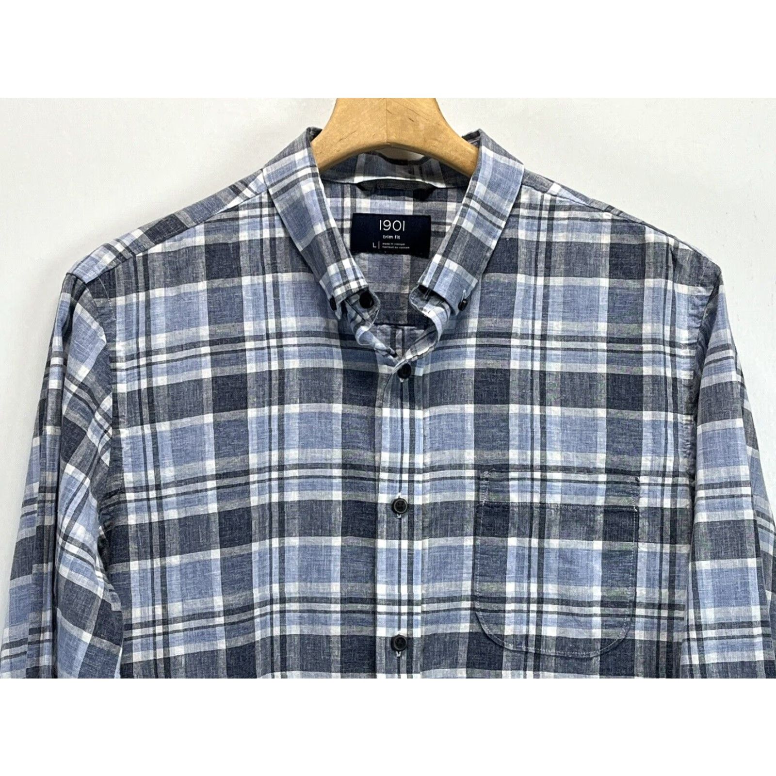 Nordstrom Nordstrom Mens Linen Shirt Large XL Slim Fit Plaid Beach Button Up Size US M / EU 48-50 / 2 - 2 Thumbnail