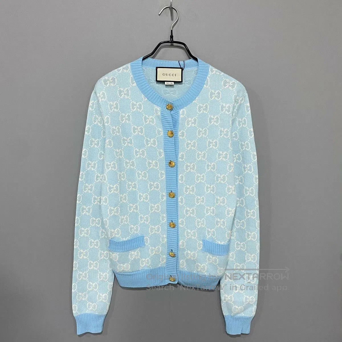 Gucci Gucci Blue Logo Knit Cardigan S. Size S / US 4 / IT 40 - 1 Thumbnail