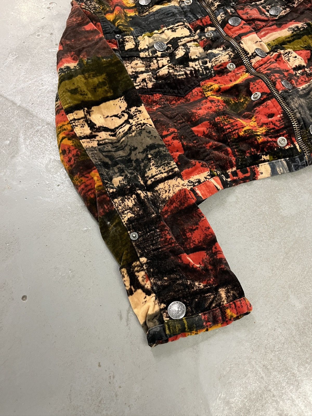 Jean Paul Gaultier Jean Paul Gaultier Velvet Cropped Abstract Print Jacket Size S / US 4 / IT 40 - 3 Thumbnail