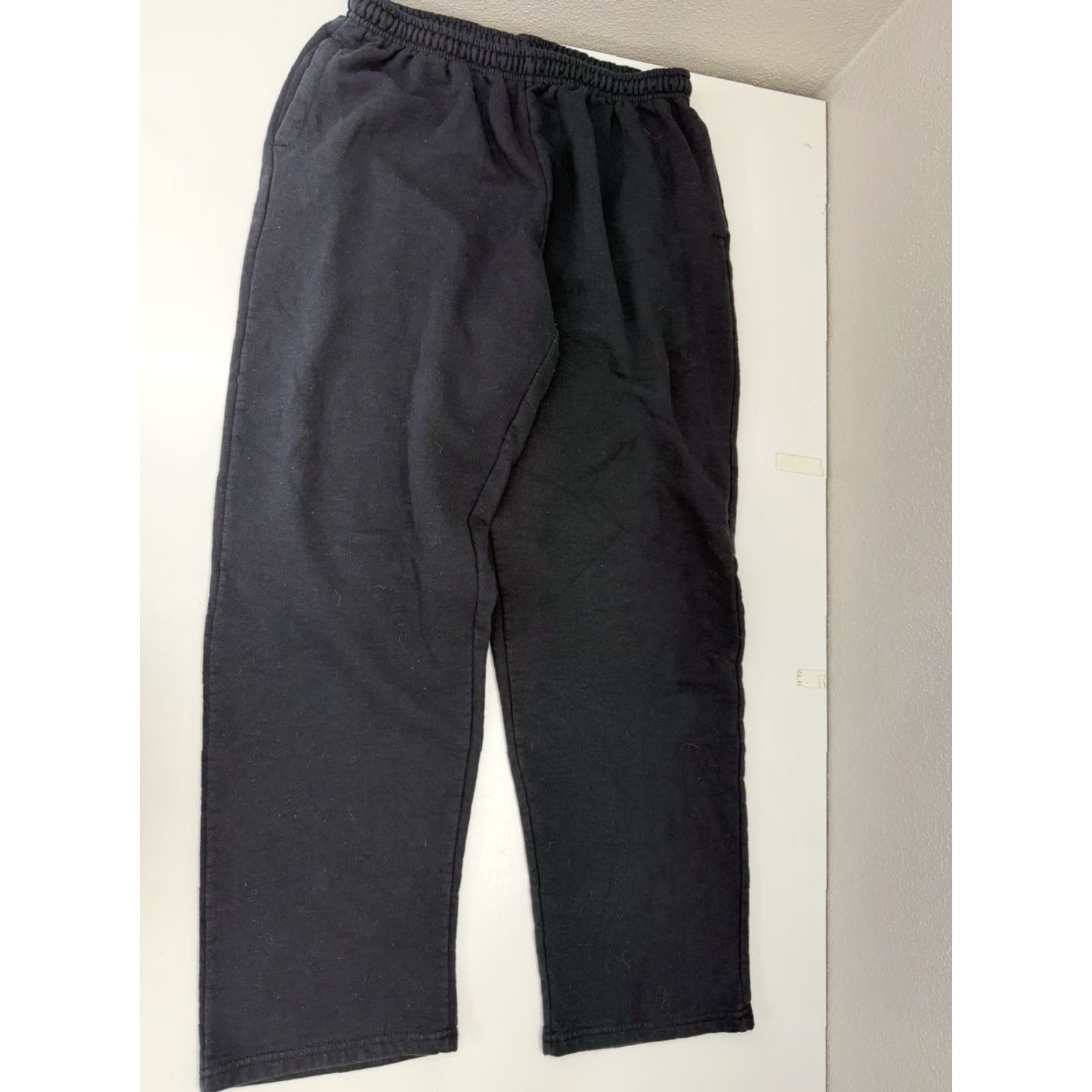 Vintage Unbranded Sweatpants Black Large Regular Elastic Waist Pull On Wide-Leg 90s Women Pants Set Size 36" / US 14 / IT 50 - 3 Thumbnail