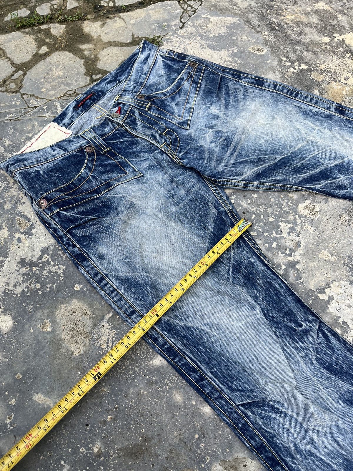 If Six Was Nine × Japanese Brand × Vintage Flare Crazy Striking Design Blue Jean Japan Denim Size US 32 / EU 48 - 13 Thumbnail