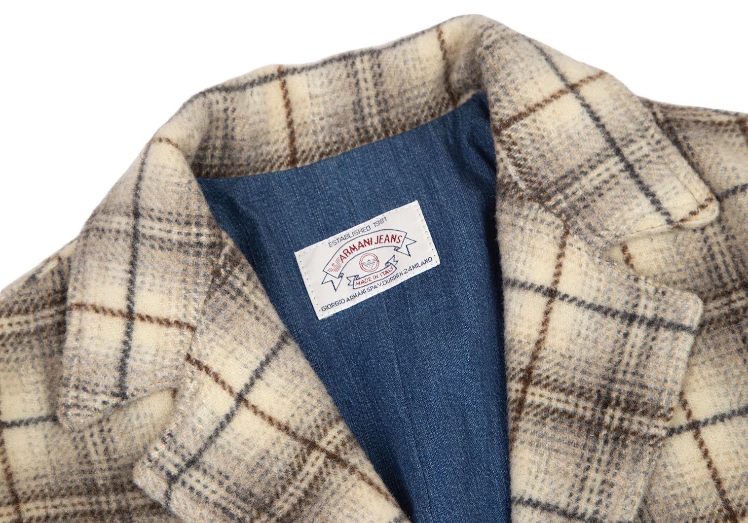 Armani Check Wool Blend Jacket in Cream, Size 42 Size US XXS / EU 40 - 3 Thumbnail