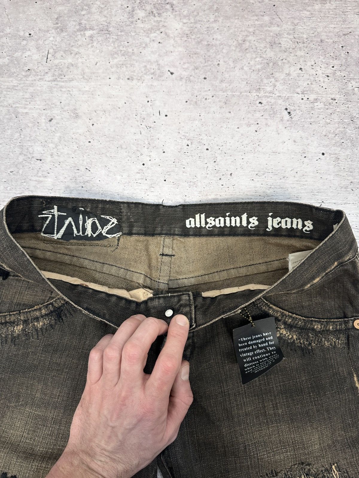 Allsaints Archive AllSaints Distressed Denim Jeans W30 Grunge Rock Y2K Size 30" / US 8 / IT 44 - 6 Thumbnail