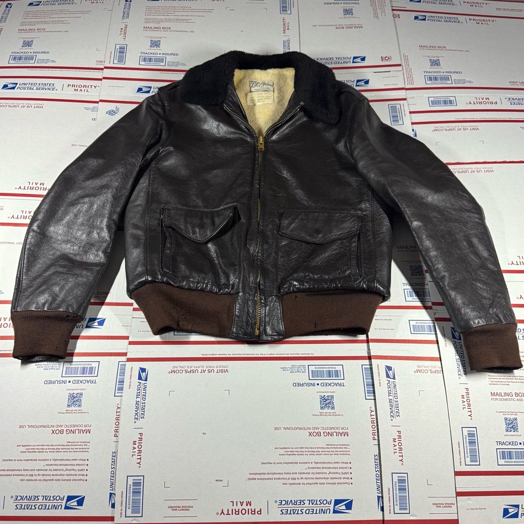 Vintage 1950s LL Bean Shearling Leather Flight Jacket