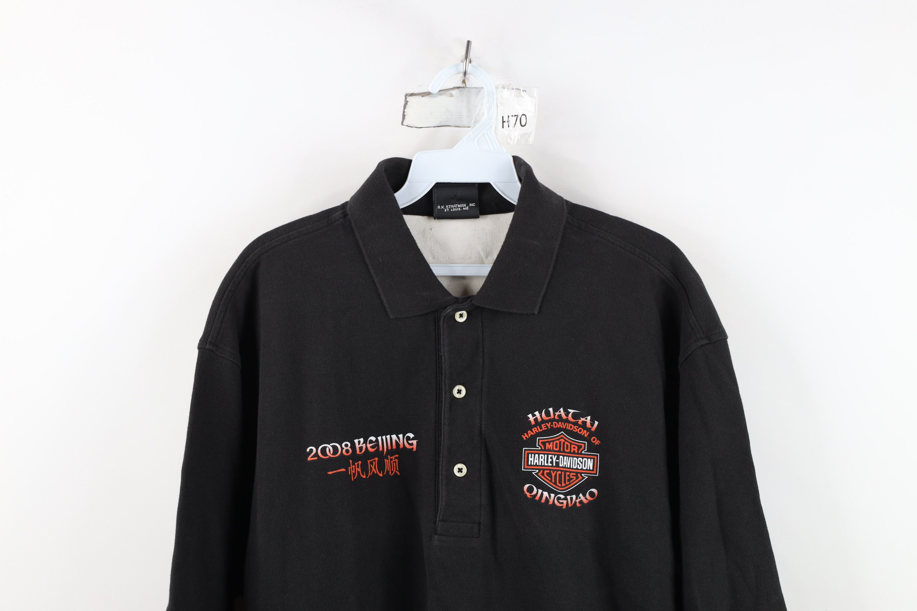 Harley Davidson Vintage Y2K 2008 Harley Davidson Spell Beijing China Polo Size US L / EU 52-54 / 3 - 2 Thumbnail