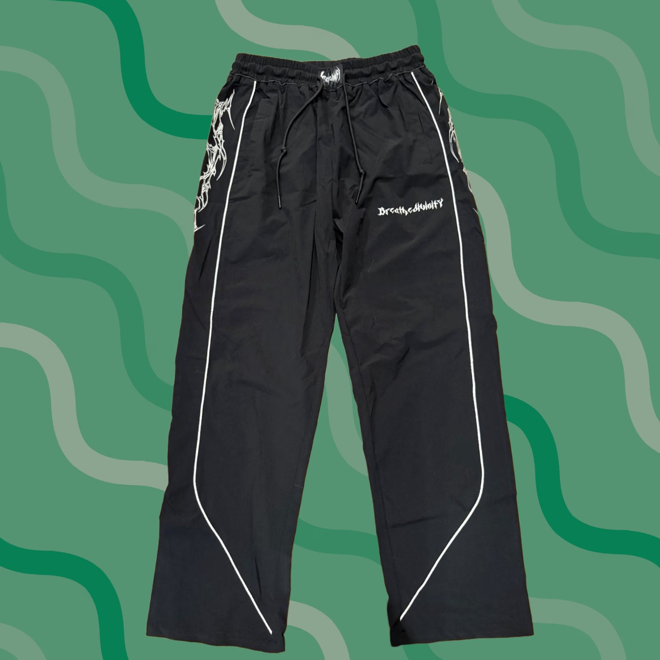 Vintage Breathe Divinity Black Unisex Pants Windbreaker Drawstring