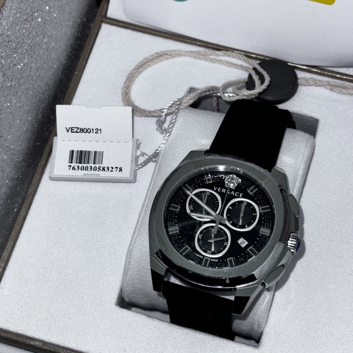 image of Versace Geo Chrono in Silver, Men's (Size 42)