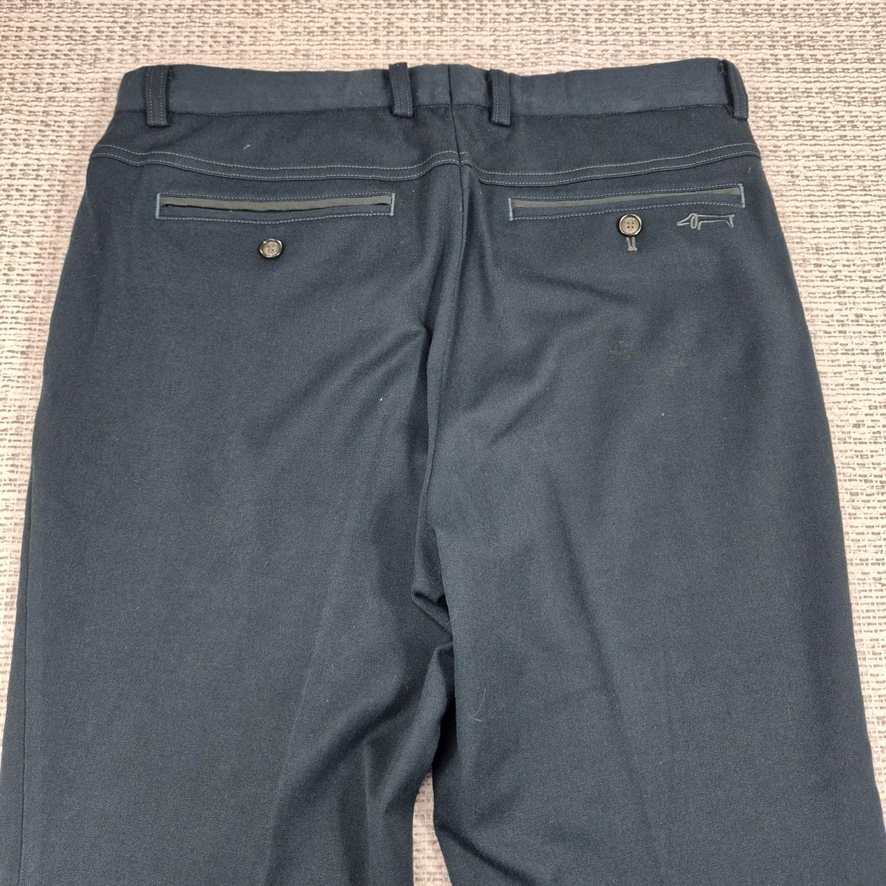 Vintage VTG Louis Castel Dress Pants Mens 32x28 Green Stretch Flat Front Zip Front Pockets Logo Casual Business Mens Size US 32 / EU 48 - 3 Thumbnail