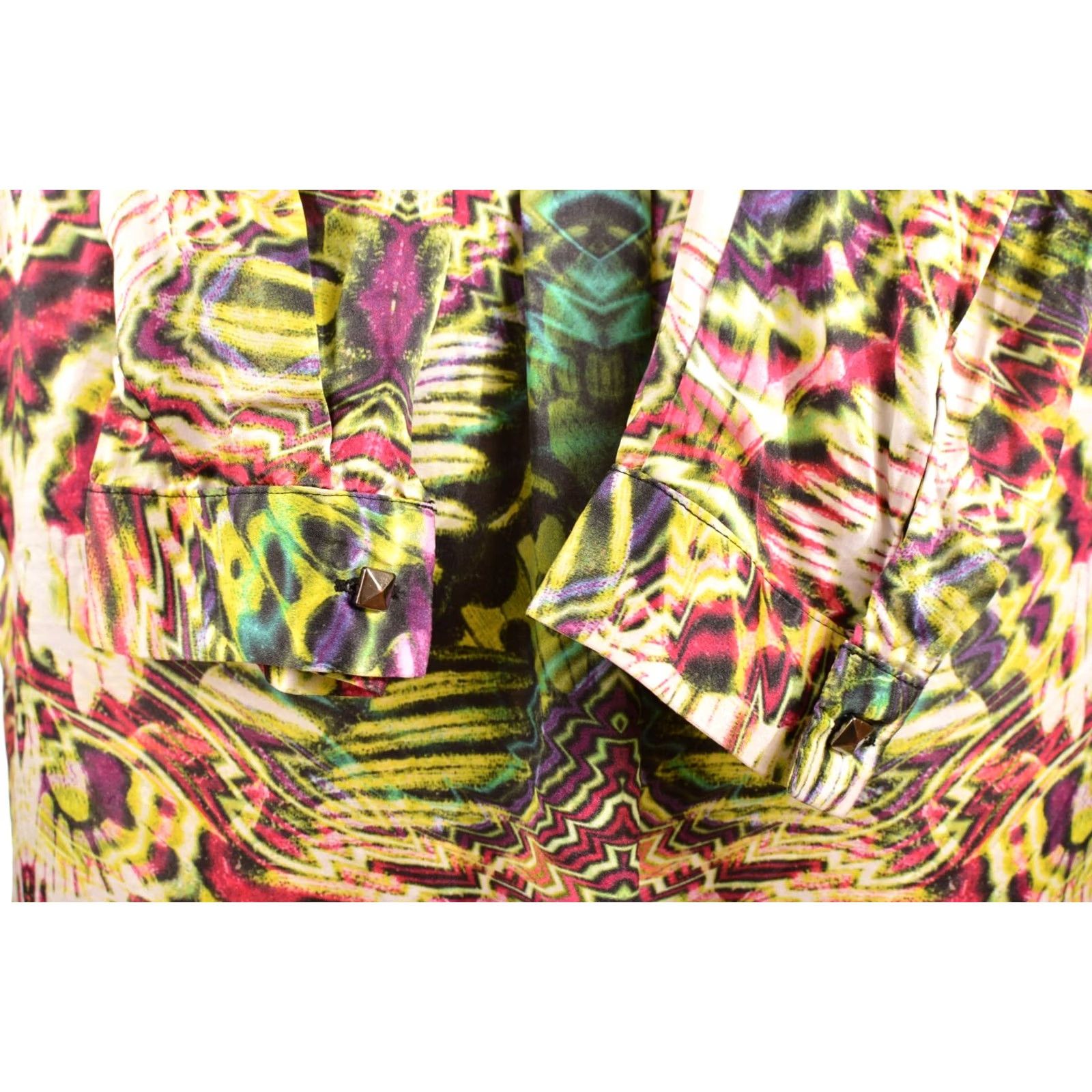 Custo Barcelona Custo Barcelona Psychedelic Print Silk Blouse Shirt Multicolor Size 1 Women Size XS / US 0-2 / IT 36-38 - 7 Thumbnail