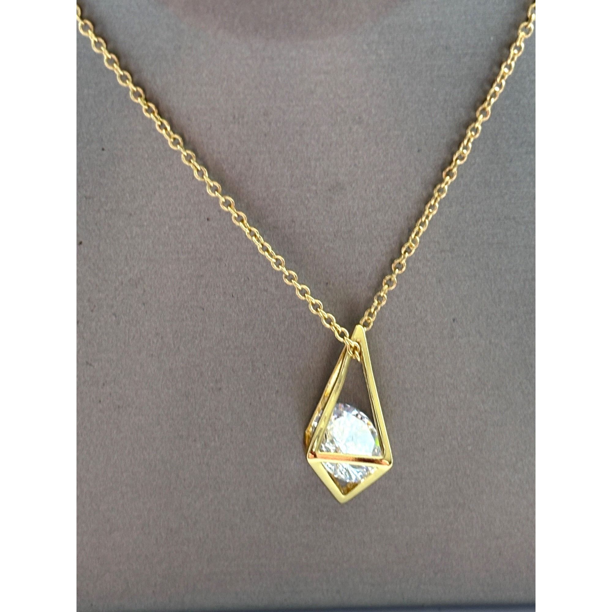 Other Gold Plated Geometric Pendant Necklace With Clear Crystal On Size ONE SIZE - 2 Thumbnail