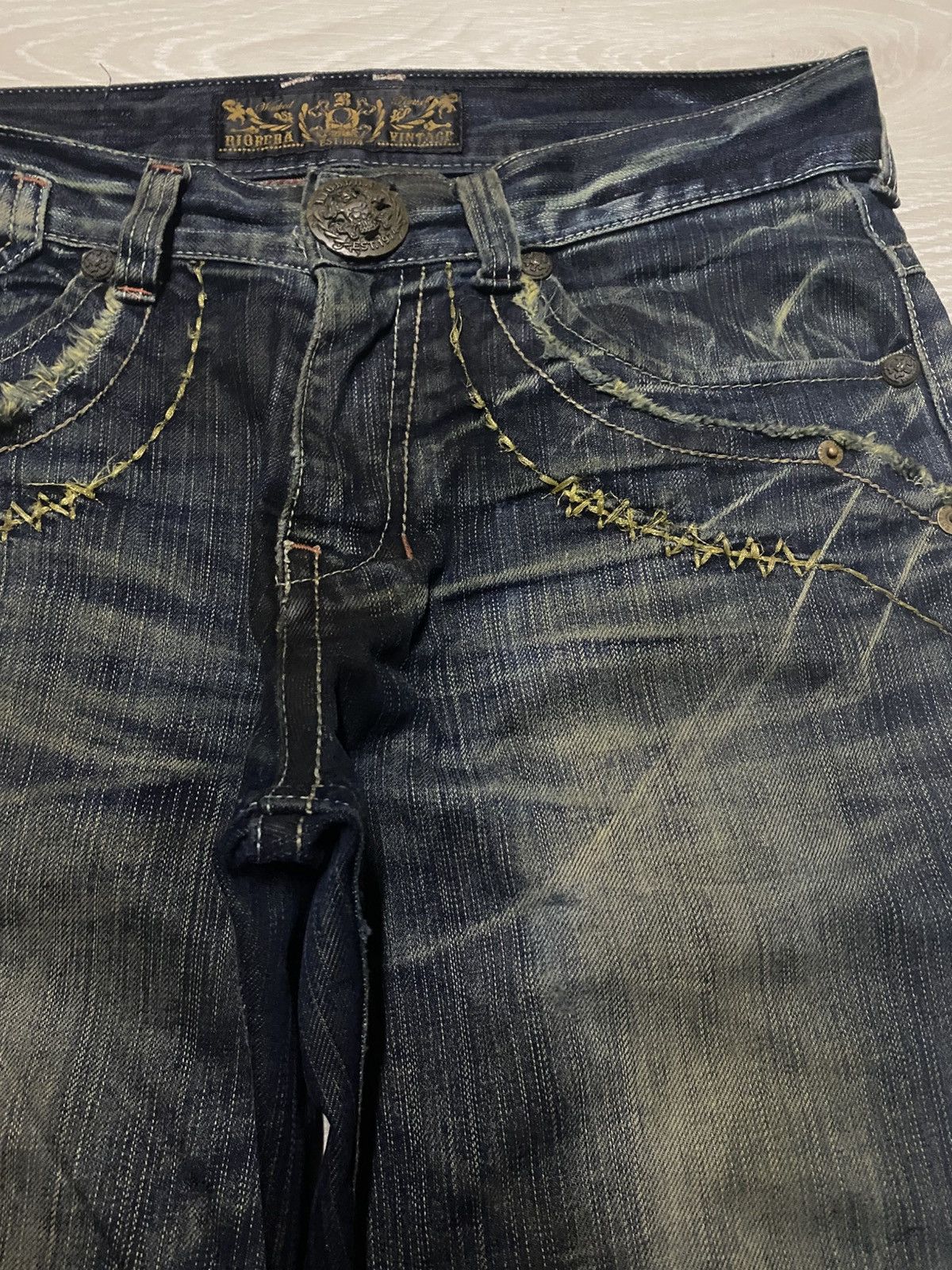 Tornado Mart Japan Brand Riobera Embroidered Karakuri Logo Baggy Jeans Size US 33 - 10 Thumbnail