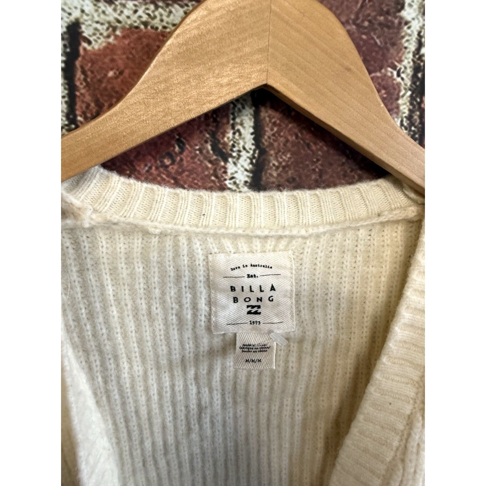 Billabong Billabong Womens Ivory Cardigan Sweatshirt Open Front Size M Size M / US 6-8 / IT 42-44 - 3 Thumbnail
