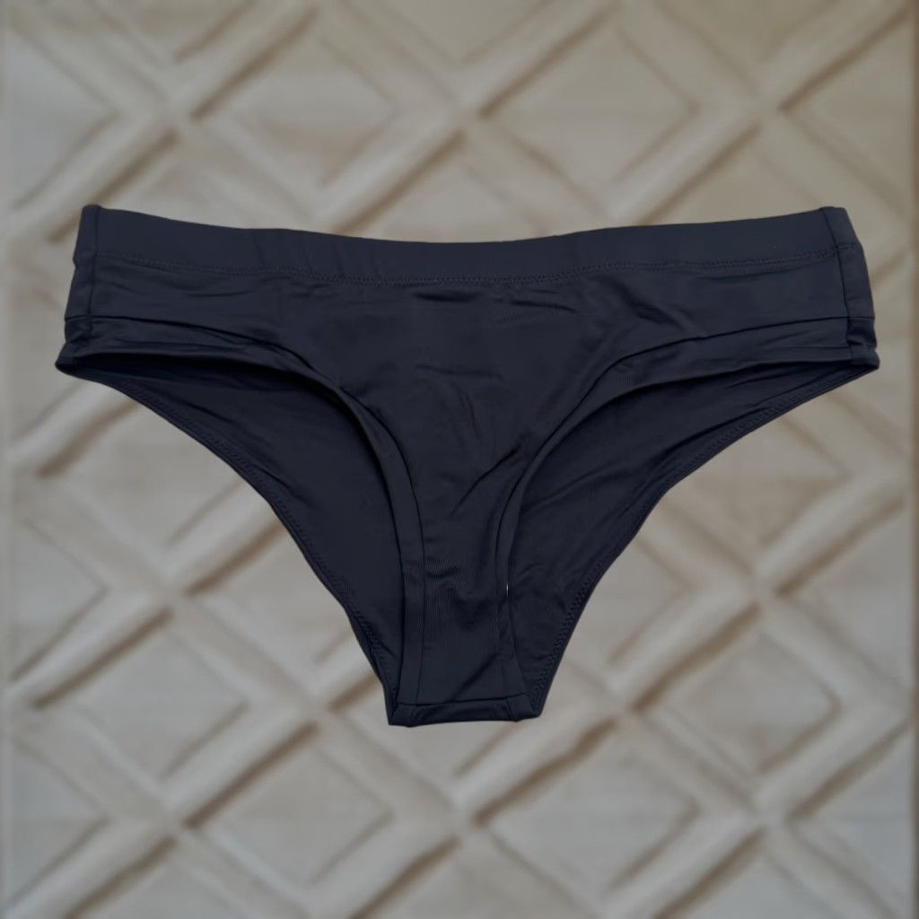 Prana VINTAGE Prana Bikini Bottom Womens Medium Black Ruched Swimwear Beach Summer Navy Blue NWT Size 32" / US 10 / IT 46 - 1 Thumbnail