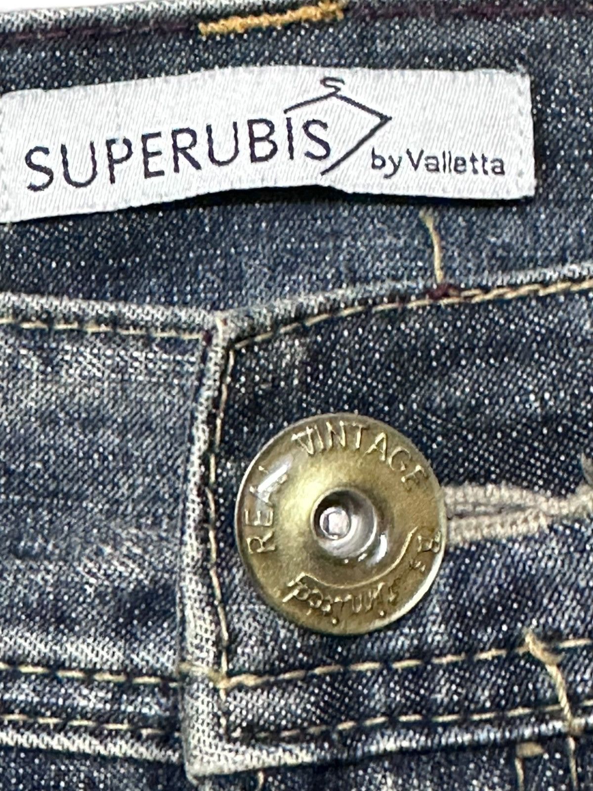 SUPERB Vintage Superbis by Valetta Honeycomb Distressed Denim Size US 34 / EU 50 - 7 Thumbnail