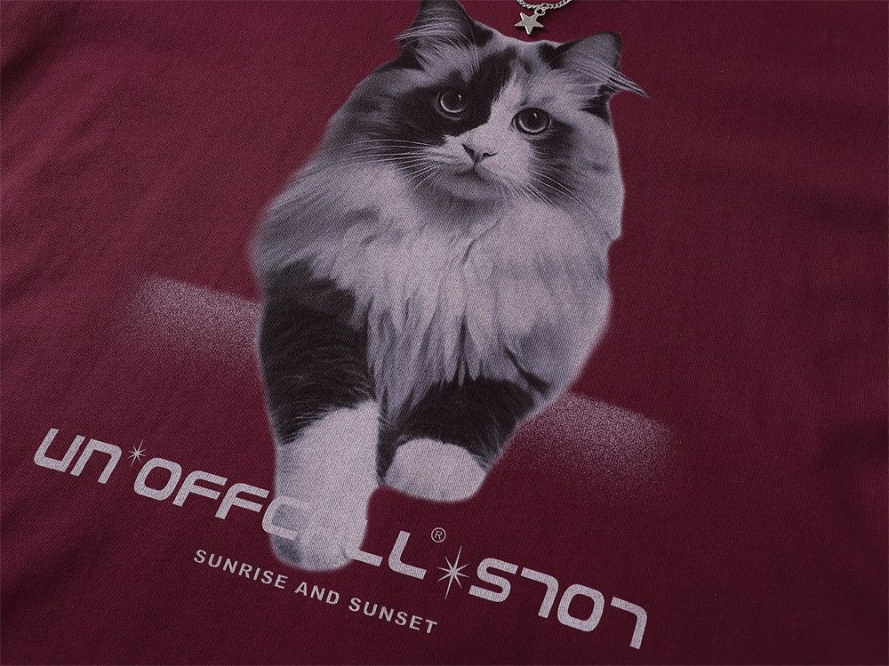 Japanese Brand × Vintage Men's short-sleeved T-shirt with cat print necklace Size US M / EU 48-50 / 2 - 4 Thumbnail